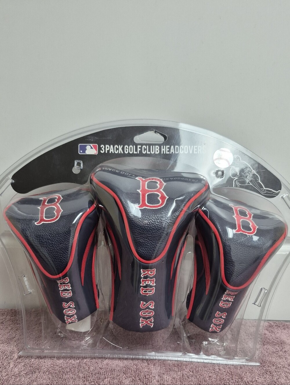 MLB Boston Red Sox 3 Pack Contour Wood Head Covers Fits Oversized Drivers NEW